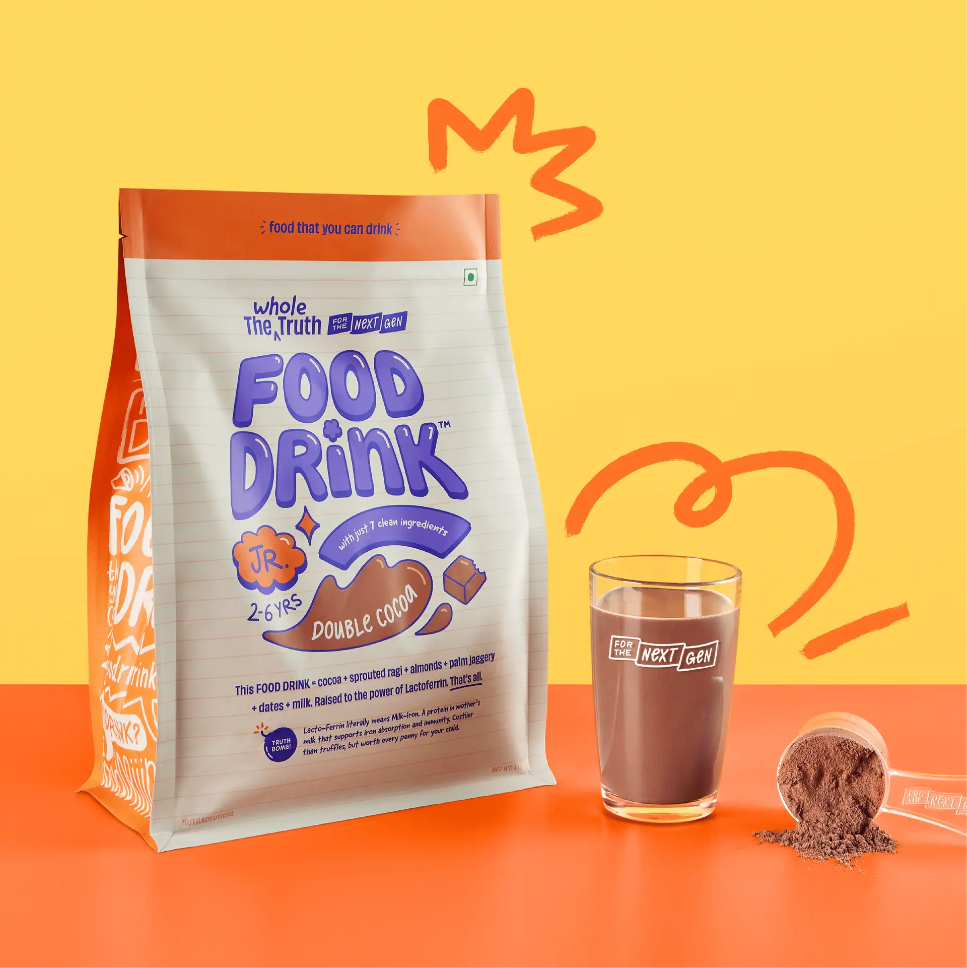 Food Drink Jr (Milk-mix for 2-6 yr Olds) – No Chemicals, Artificial & Preservatives - The Whole Truth – 1000gm