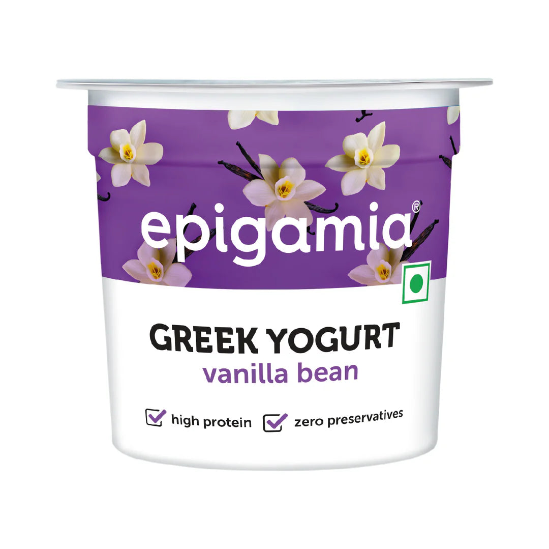 Yogurt | Vanilla bean Greek Yogurt - High In Protein & No Added Preservatives – Epigamia - 85gm