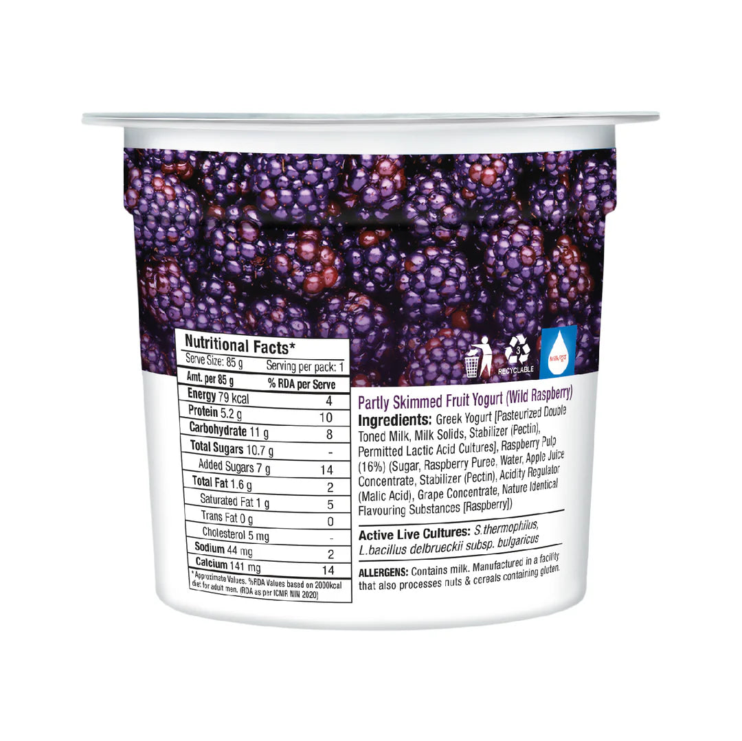 Yogurt | Wild Raspberry Greek Yogurt - High In Protein & No Added Preservatives – Epigamia - 85gm