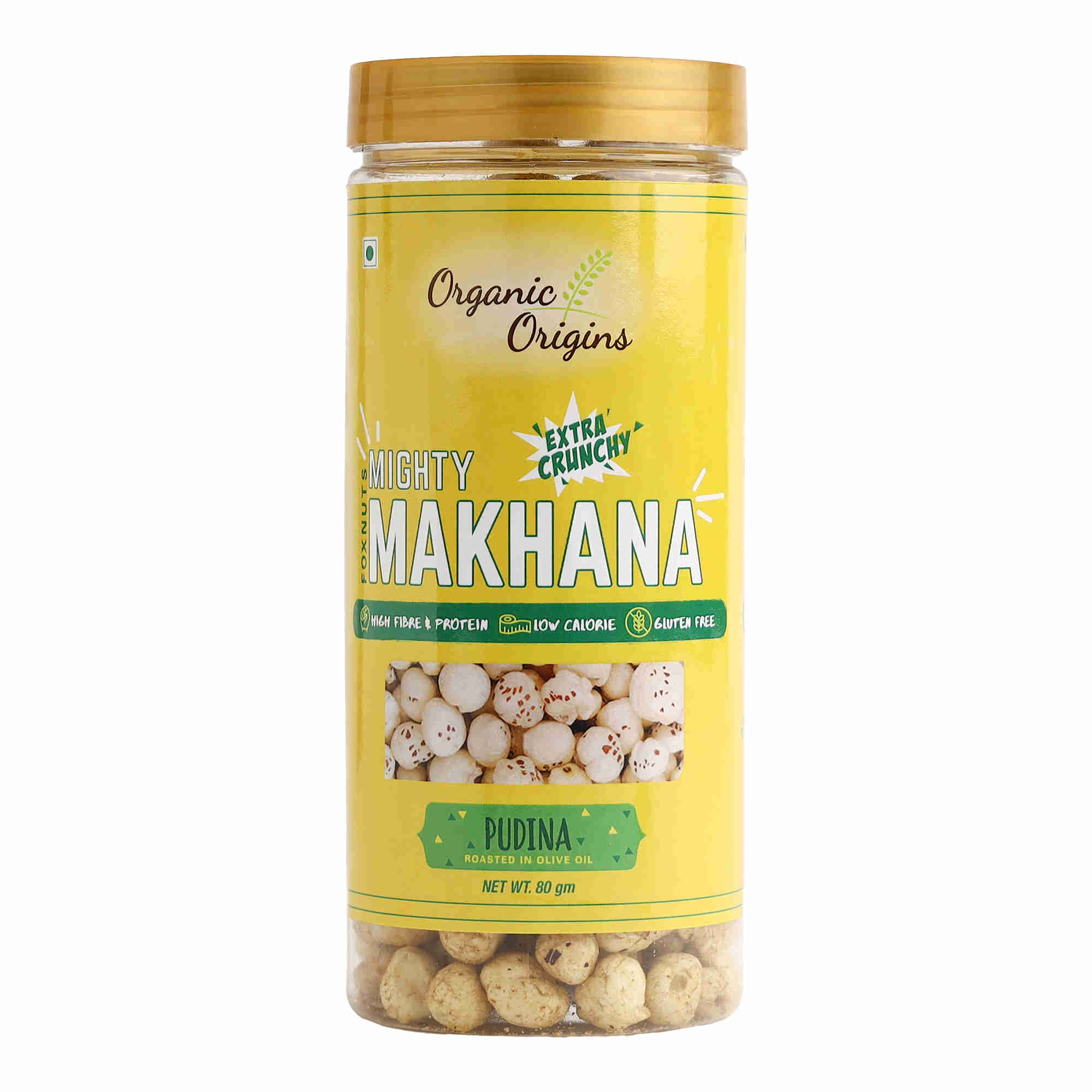 Makhana Mint - Gluten Free, High Protein, High Fibre & Low Calorie – Organic Origins - 80gm