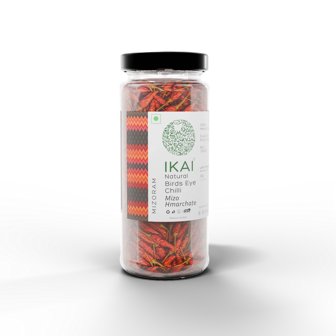 King Chilli | Natural Bird’s Eye Chilli -Mizo Hmarchate -Regional Speciality-Mizoram , Exotic - No Preservatives- Ikai Organic – 25gm