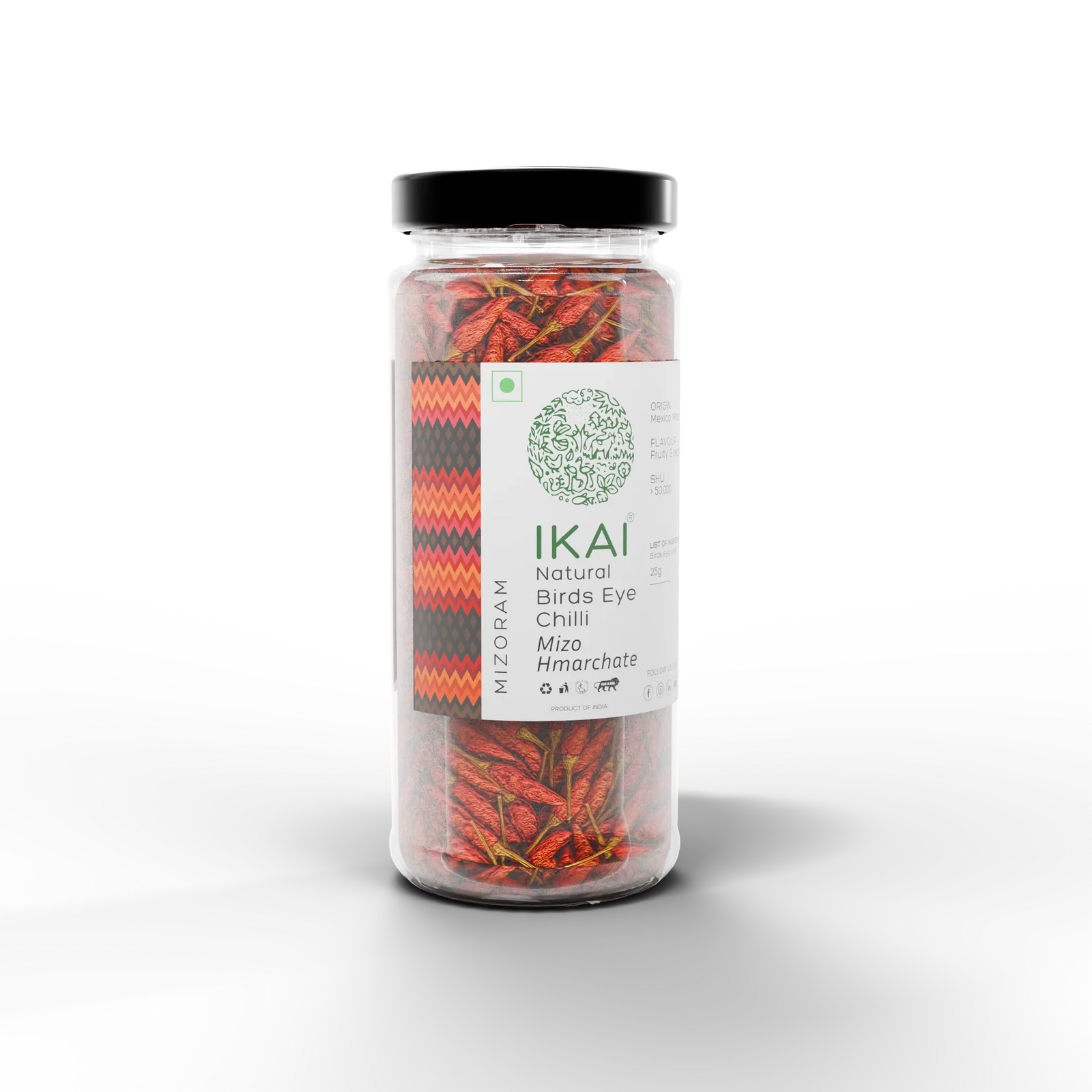King Chilli | Natural Bird’s Eye Chilli -Mizo Hmarchate -Regional Speciality-Mizoram , Exotic - No Preservatives- Ikai Organic – 25gm