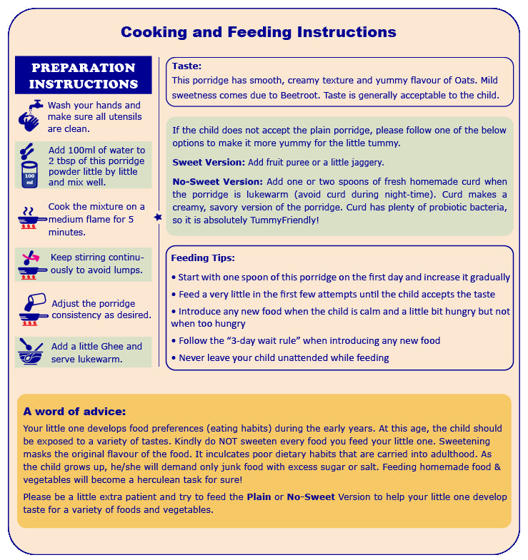 Porridge Mix | Cereal (Oats & Beetroot) - USDA Organic - No Pesticides, Chemicals, Milk, Salt & No Added Sugar - Tummy Friendly – 200gm