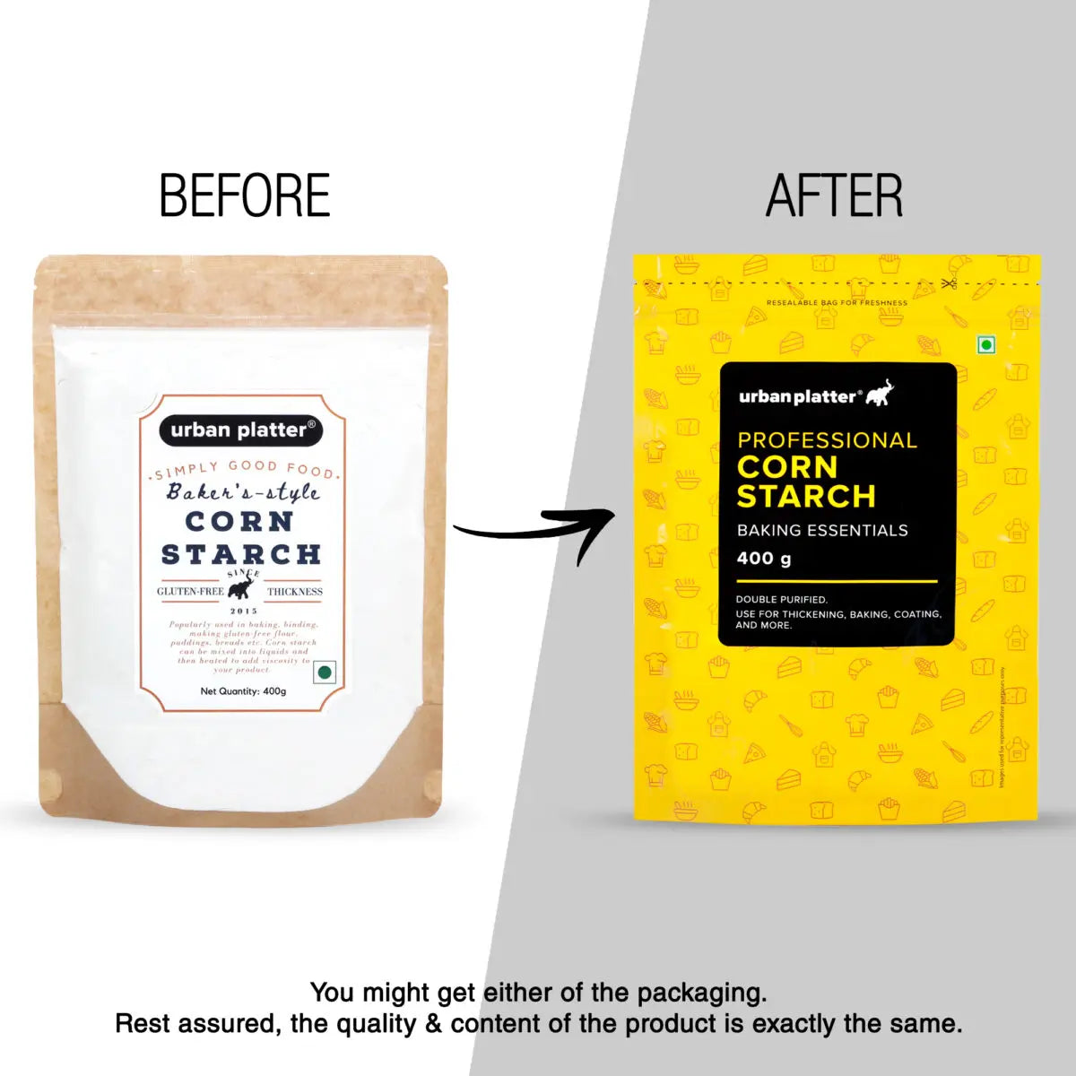 Bakers Corn Starch - Double Purified, Use For Thickening, Baking, Coating & More - Indian - Gluten Free, No Protein, Only Contains Carbohydrates - Urban Platter - 400gm