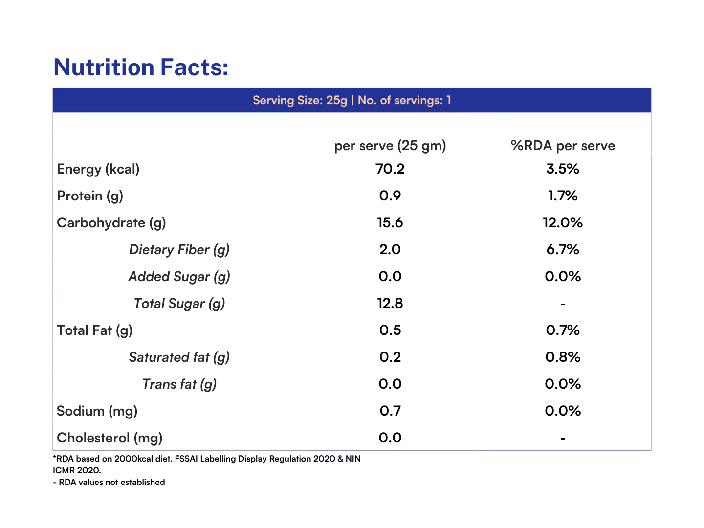 Fruit Bar | Bluberry Apple Fruit Bar - Vegan, Gluten Free & High Fiber - Pure Project - 25gm