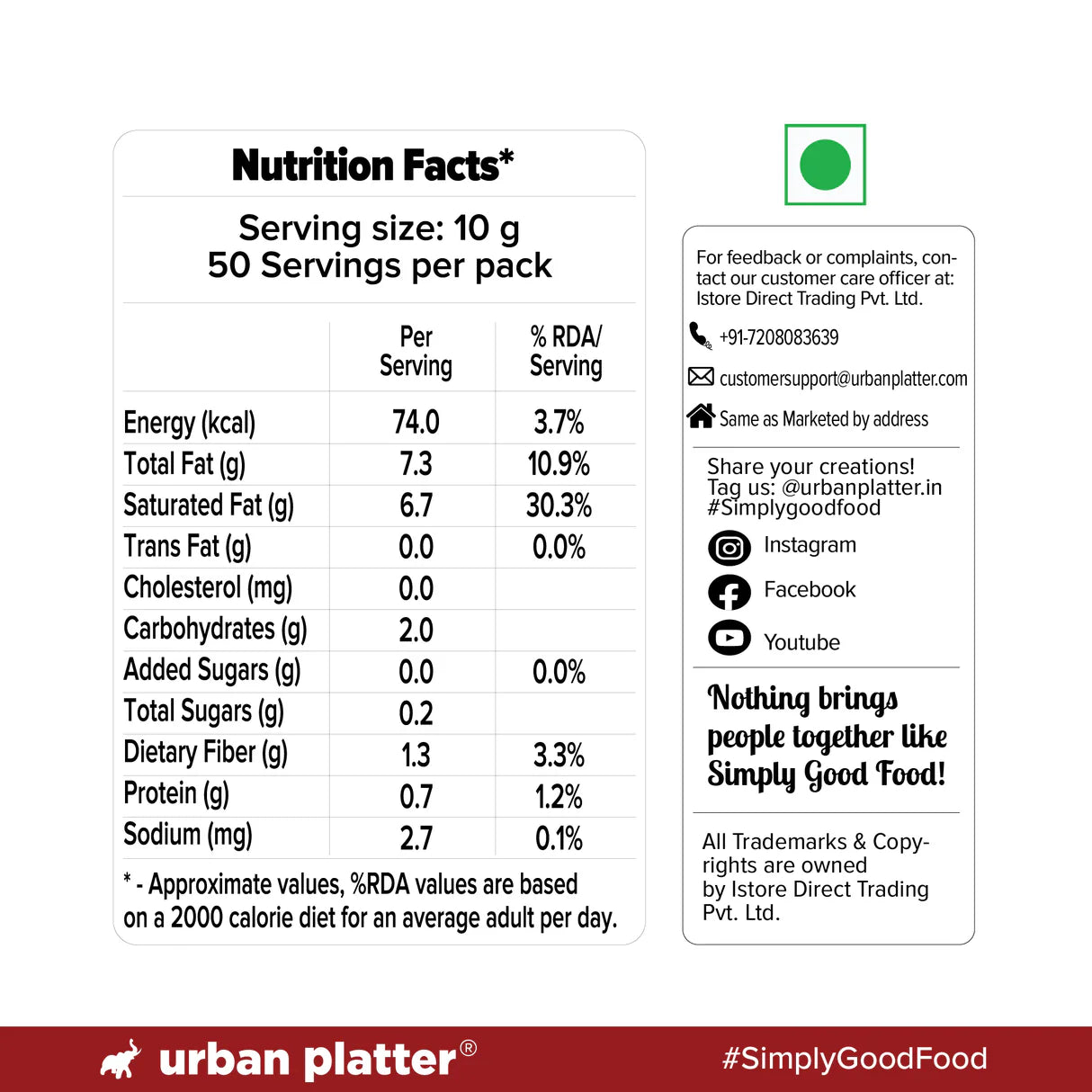 Desiccated Coconut (Fine, Unsweetened Coconut ) -Baking & Beyond-Rich Fibre - Urban Platter - 500gm