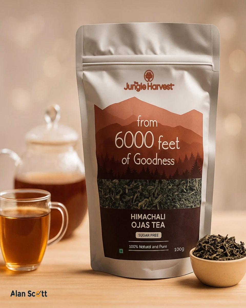 Tea | Himachali Ojas Tea -100% Natural & Pure- Rich In Antioxidants Invigorates , Immune System- No Preservative ,No Artificial Colours -Jungle Harvest - 100gm