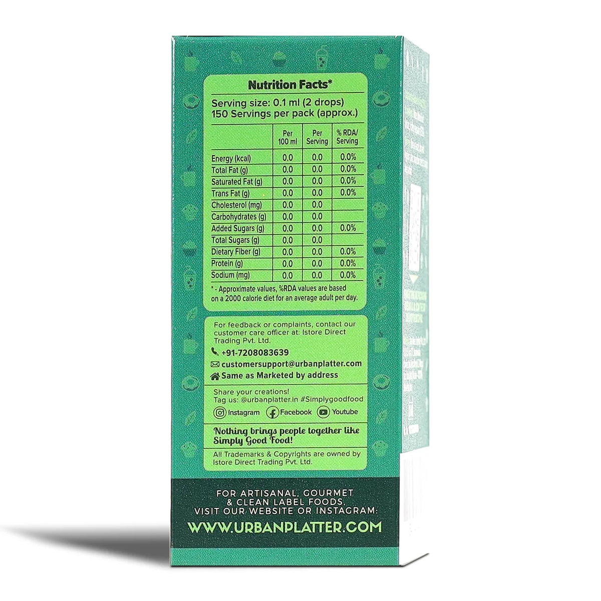 Monk Fruit Sweetener Drops -Zero Calorie - No Erythritol - No Bitter Aftertaste - For Tea, Coffee & Beverages-Glycemic Index - Urban Platter – 15ml