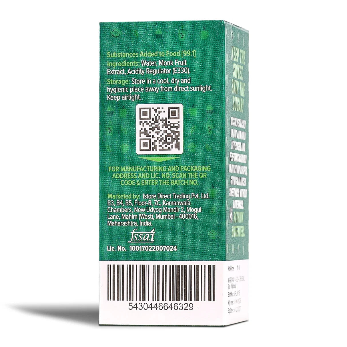 Monk Fruit Sweetener Drops -Zero Calorie - No Erythritol - No Bitter Aftertaste - For Tea, Coffee & Beverages-Glycemic Index - Urban Platter – 15ml