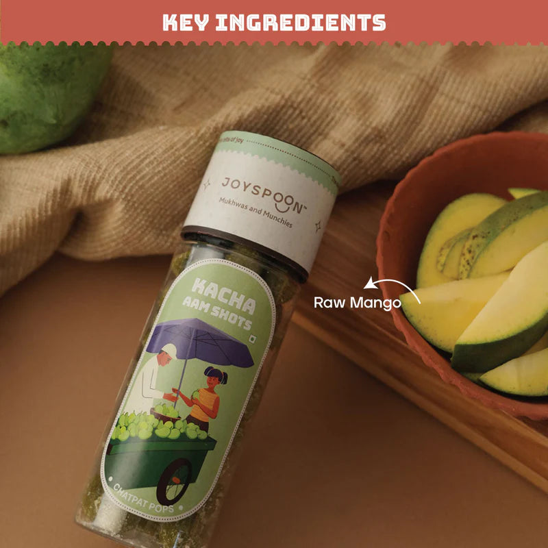 Mouth Freshener |Kacha Aam Shots Mukhwas - Made With Premium And All Natural Ingredients - No Supari, No Preservatives & No Artificial Flavour – Joyspoon – 100gm