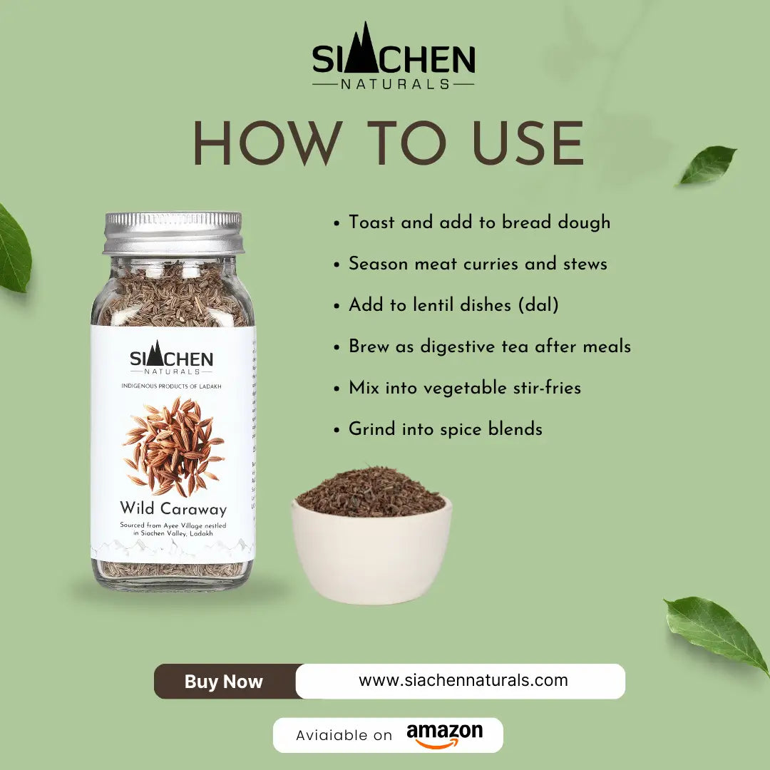 Wild Caraway -100% Natural, Hand-Collected, Sun-Dried - No Added Preservatives - Siachen Naturals - 40gm