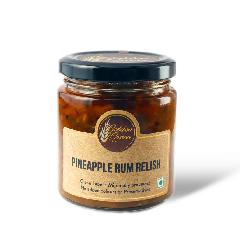 Pineapple Rum Relish – 100% Natural - No Added Colour & No Added Preservatives – Golden Grass – 200gm