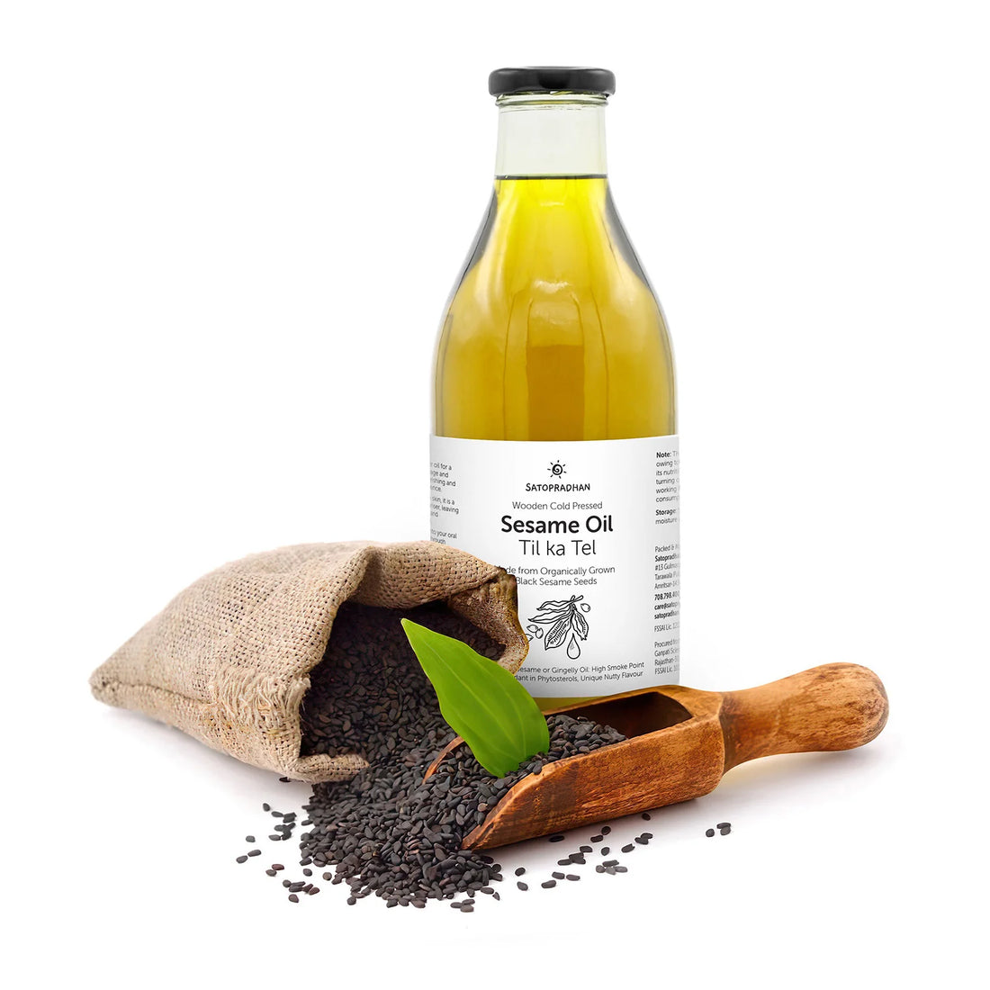 Oil|Sesame (Gingelly) Oil - Pure & Wooden Cold-pressed without Chemicals - Extracted from Black Sesame Seeds - No Preservatives - Satopradhan – 1000ml