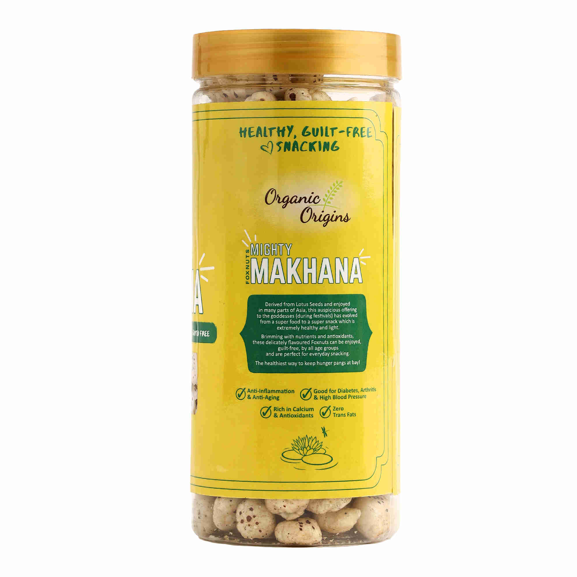 Makhana Salt Pepper - Gluten Free, High Protein, High Fibre & Low Calorie – Organic Origins - 80gm
