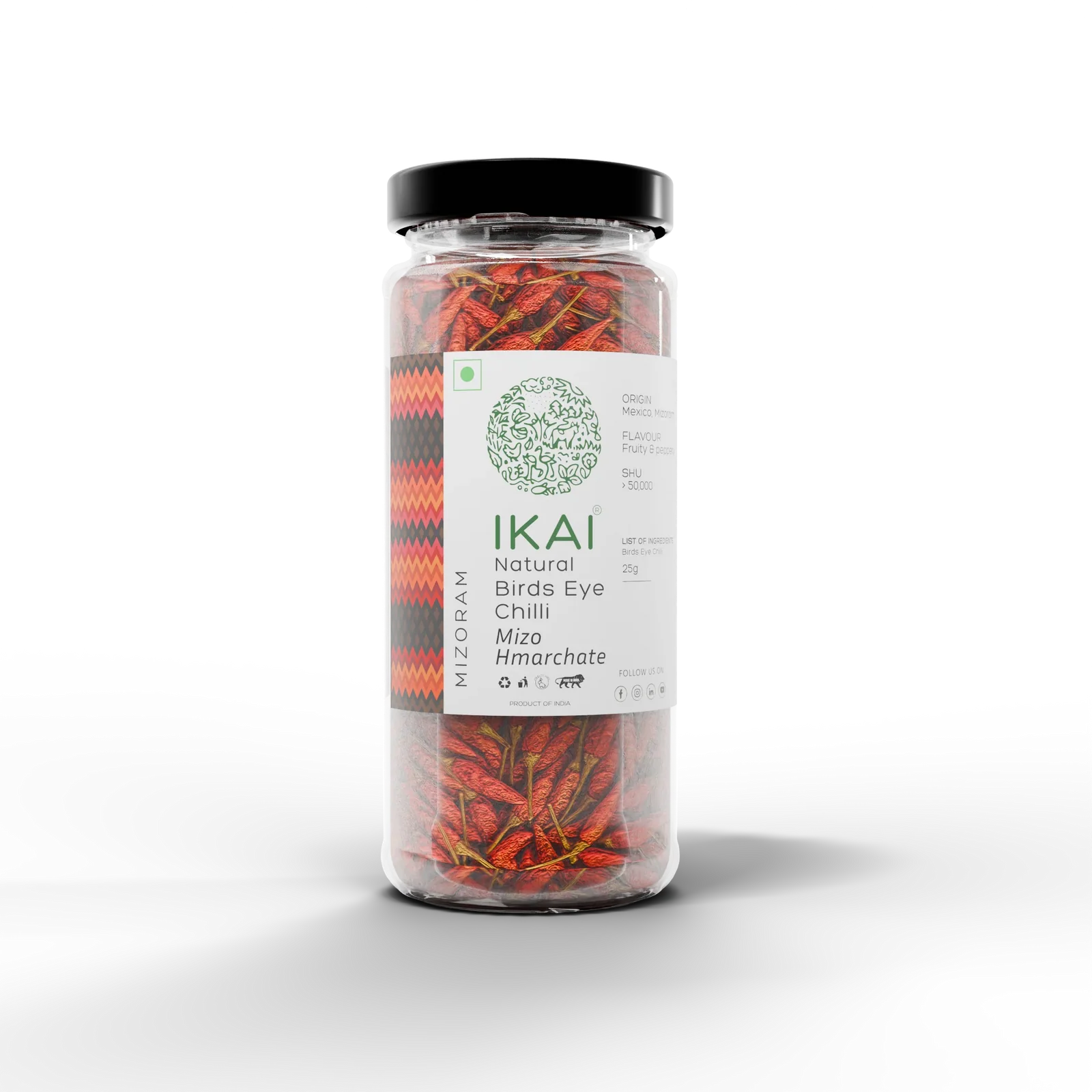 King Chilli | Natural Bird’s Eye Chilli -Mizo Hmarchate -Regional Speciality-Mizoram , Exotic - No Preservatives- Ikai Organic – 25gm
