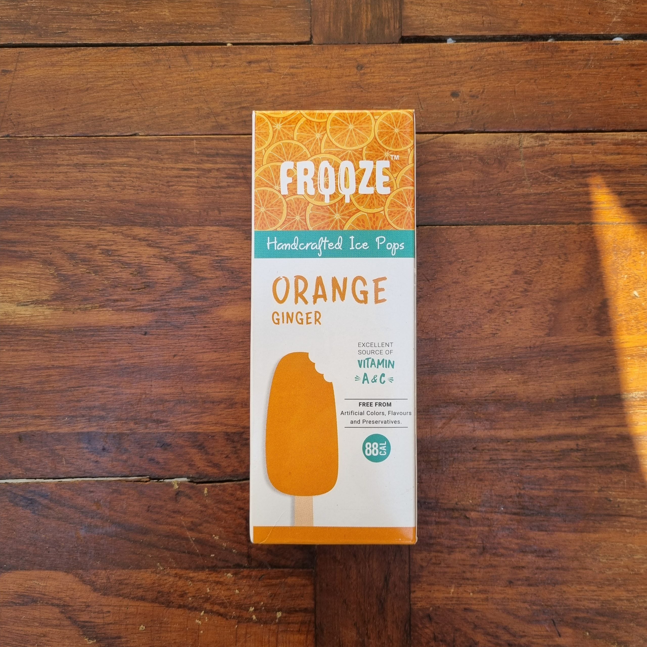 Orange Ginger Ice Cream | Excellent Source Of Vitamin A & C - 88 Calories - All Natural - Vegan, No Added Preservatives, Artificial Flavors & No Added Emulsifier - Frooze - 50gm