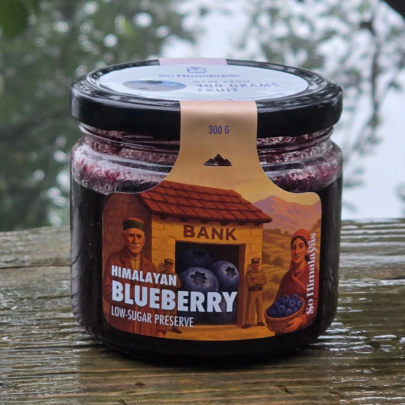 Preserve | Himalayan Blueberry Preserve (80% Fruit, 20% Raw Cane Sugar) - Low Sugar, No artificial flavors, No artificial preservatives. No refined sugar- So Himalayas - 300gm