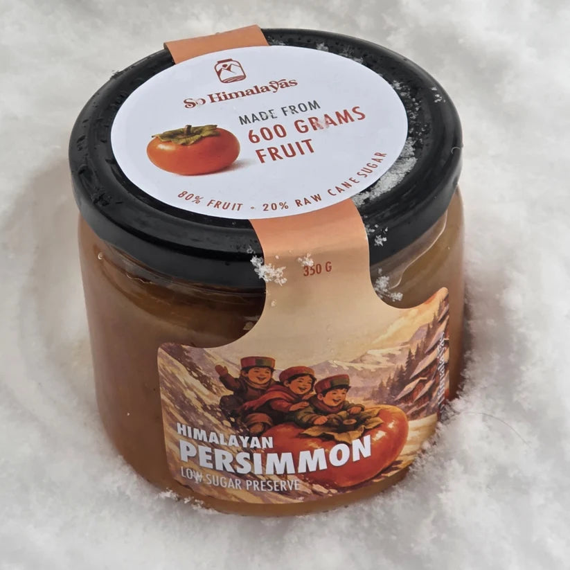 Preserve | Himalayan Persimmon Preserve (80% Fruit, 20% Raw Cane Sugar) - Low Sugar, No artificial flavors, No artificial preservatives, No refined sugar- So Himalayas - 350gm