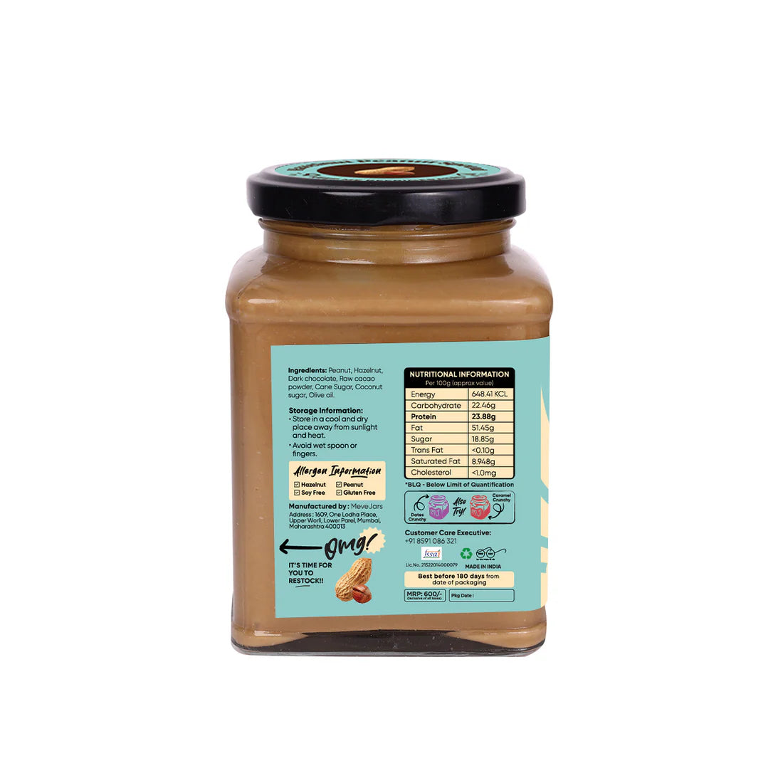 Spread | Hazelnut Peanut Spread – Creamy (With 60% Peanut) – Vegan, Gluten Free, Dairy Free, High In Protein, No Palm Oil & No Added Preservatives – Meve Jars – 230gm