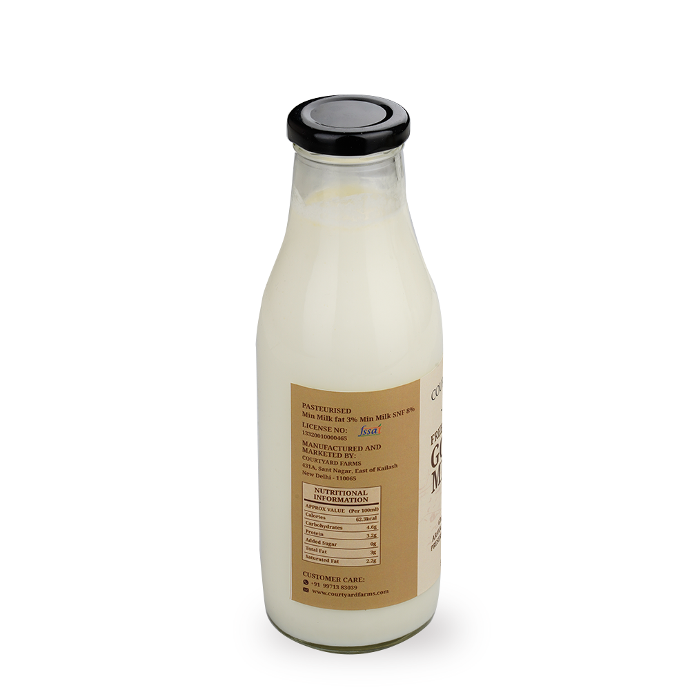 Fresh Goat Milk - Free Range - Courtyard Farms - 500ml