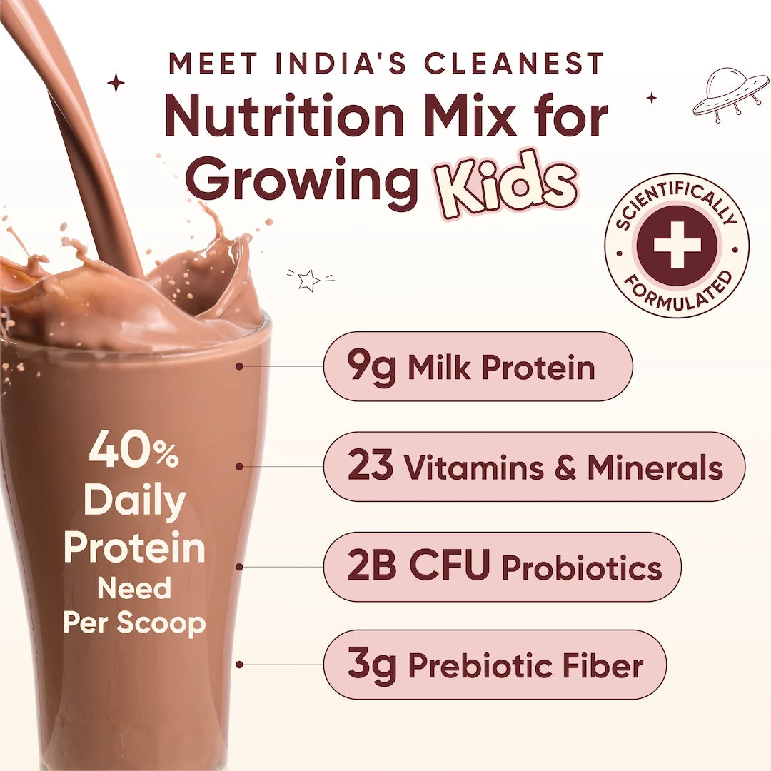 Protein Powder | Kids Superfuel (Milk Chocolate) - Nutrition Mix – Organic - Gluten Free & Sugar Free – No Preservatives - No Plam Oil - Wellbeing Nutrition – 400gm
