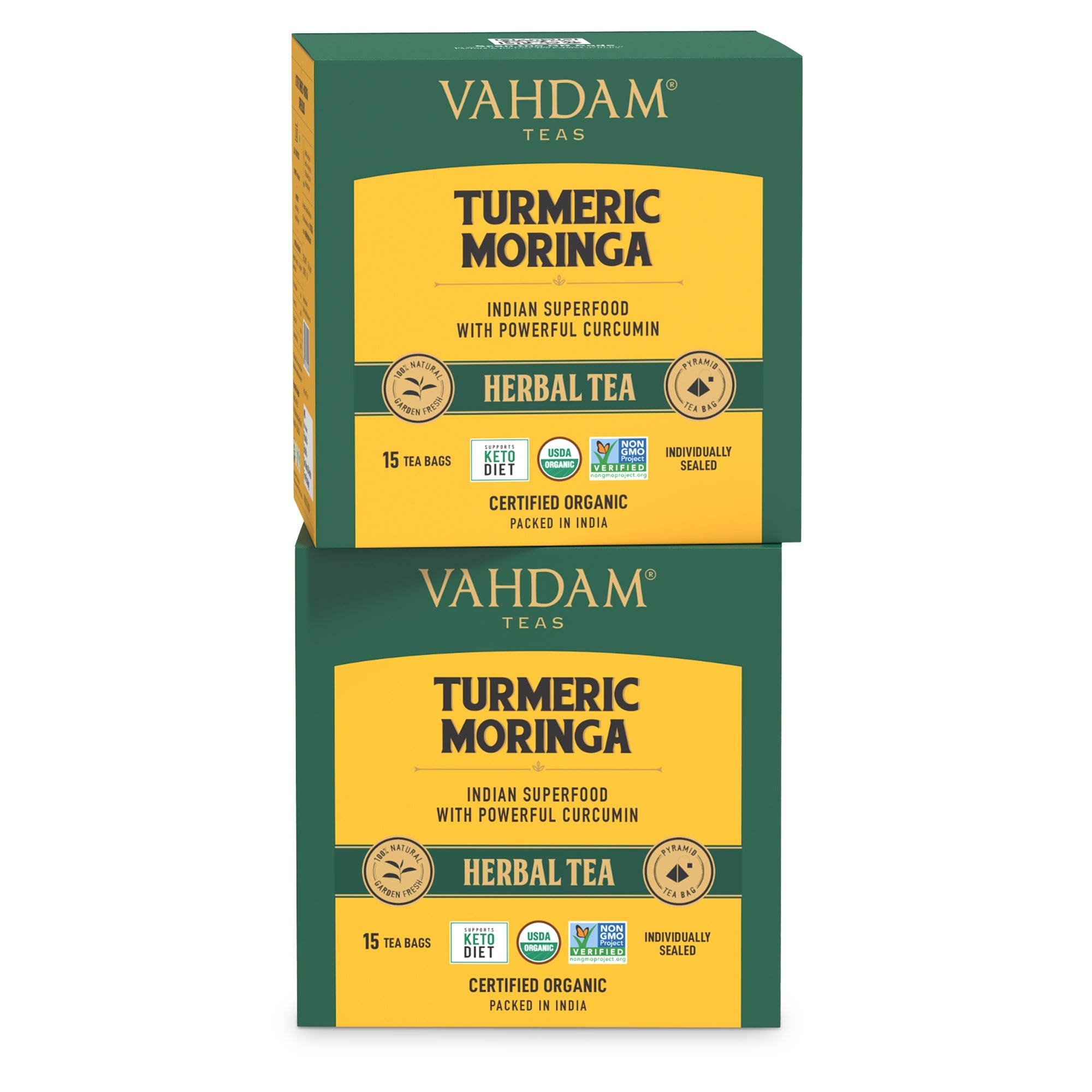 Turmeric Moringa Herbal Tea Tisane - Vahdam - 15Tea Bags