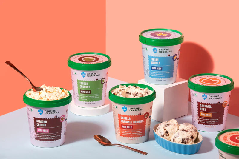 Ice Cream | Indian Vanilla Ice Cream (Made From Real Milk, Gondh Gum, Organic Butter, Indian Vanilla) - Churned with Authentic & Real Ingredients - Iceberg Organic Ice Cream - 750ml