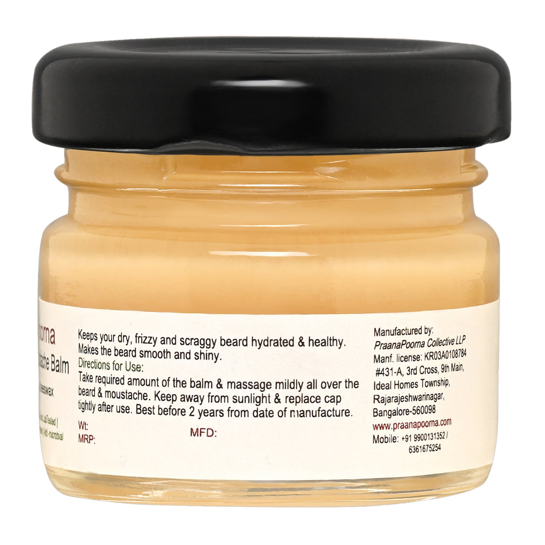 Beard and Moustache Balm - Natural & Chemical Free - Praanapoorna – 25gm