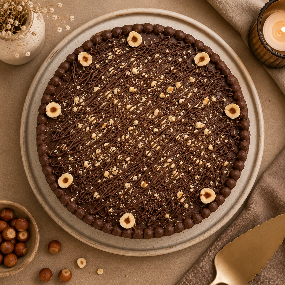 Cake | Hazelnut Chocolate - With Almond Butter Frosting - Vegan & Gluten Free - Nature&