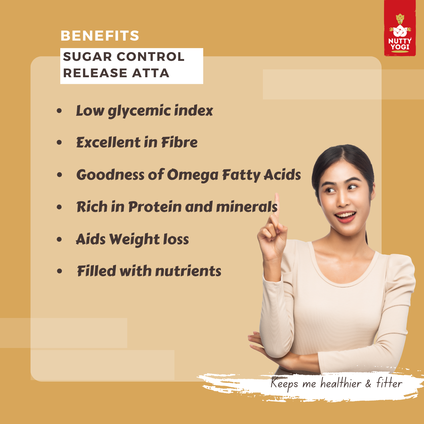 Sugar Control Release Atta - Nutty Yogi - 1000gm