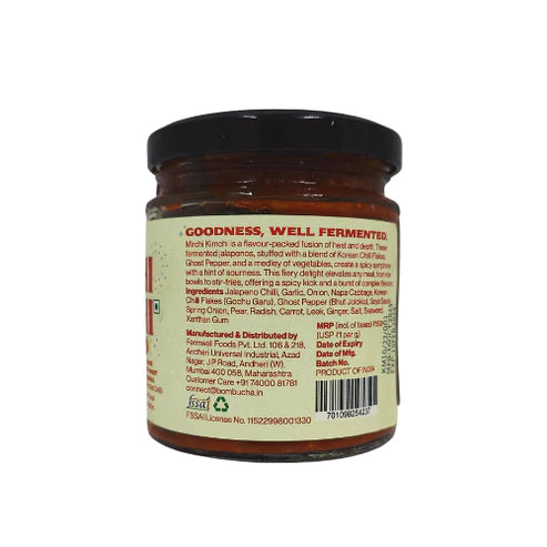 Mirchi Kimchi | Traditionally Fermented Jalapeno Pepper (Made With Jolokia) – Spicy – Raw – Real – Natural – No Added Vinegar & Preservatives Free – Bombucha – 150gm