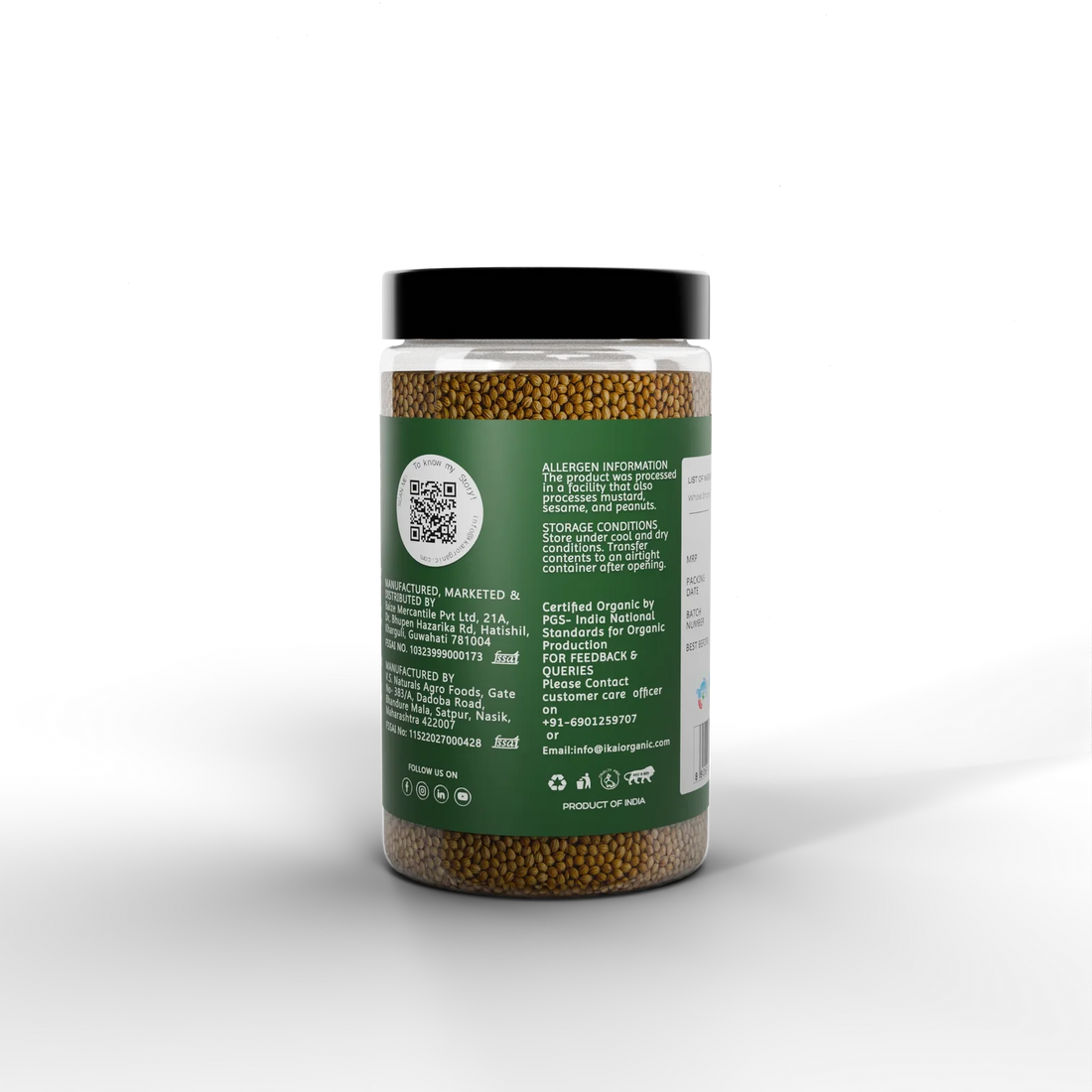 Seeds| Organic Coriander Seeds - Sabut Dhaniya - Pure Healthy & Aromatic No Preservatives- Ikai Organic – 100gm