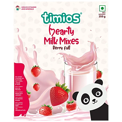 Berry Full Hearty Milk Mix- High Protein-No added sugar,No Artificial Flavours or Preservatives - Timios - 250gm