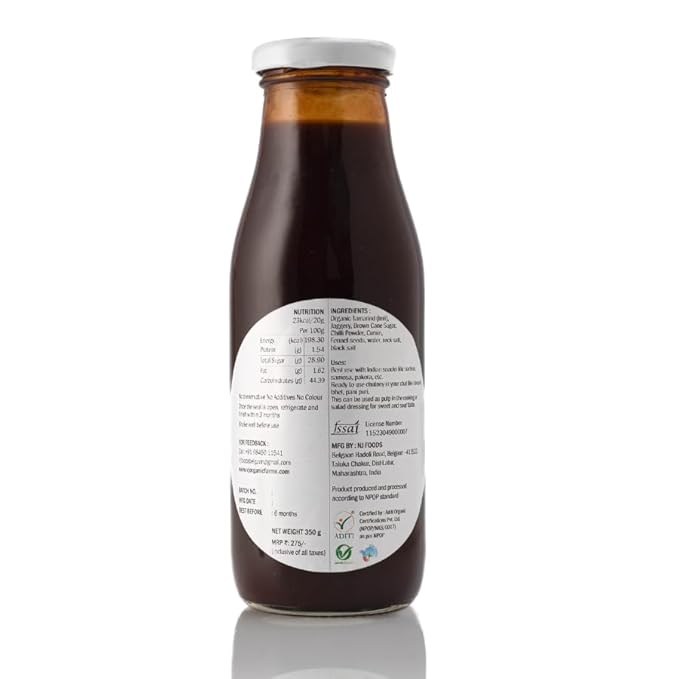 Chutney | Organic Imli Chutney - Tamarind Sauce - Certified Organic - No Preservatives - No White Sugar – My Organic Earth – 350gm