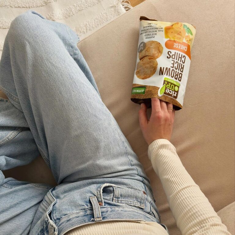 Chips | Brown Rice Chips (Cheese) - Gluten Free, Half Fat, Not Fried & Whole Grains With Olive Oil – Rice Up - 60gm