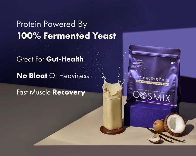 Protein Powder | Kerala Vanilla Bean (24g Protein Per Serving) - Fermented Yeast Protein – No Nonsense – No Added Sugar, No Added Sugar & No Added Artificial Flavours – Cosmix – 1000gm