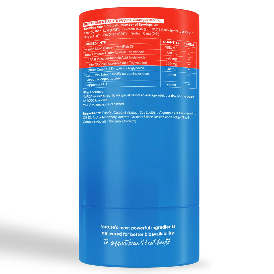 Fish Oil | 4x Strength Omega 3 Fish Oil - High Strength - For Joint, Heart & Brain Health - Mercury Free - Wellbeing Nutrition - 60 Soft Gel