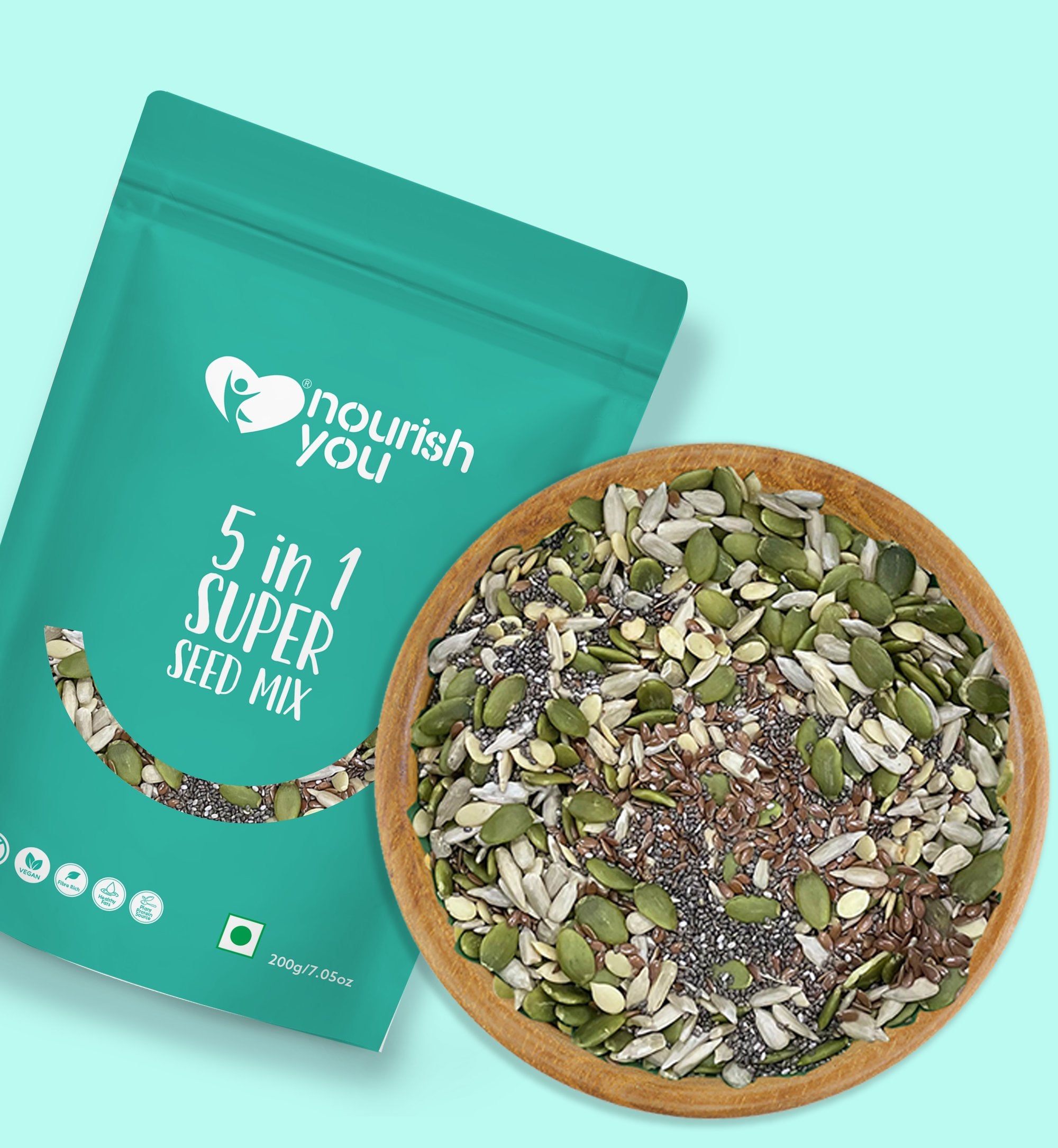 5-In-1 Seed Mix – Vegan, Gluten Free & Rich In Fibre - Nourish You – 200gm