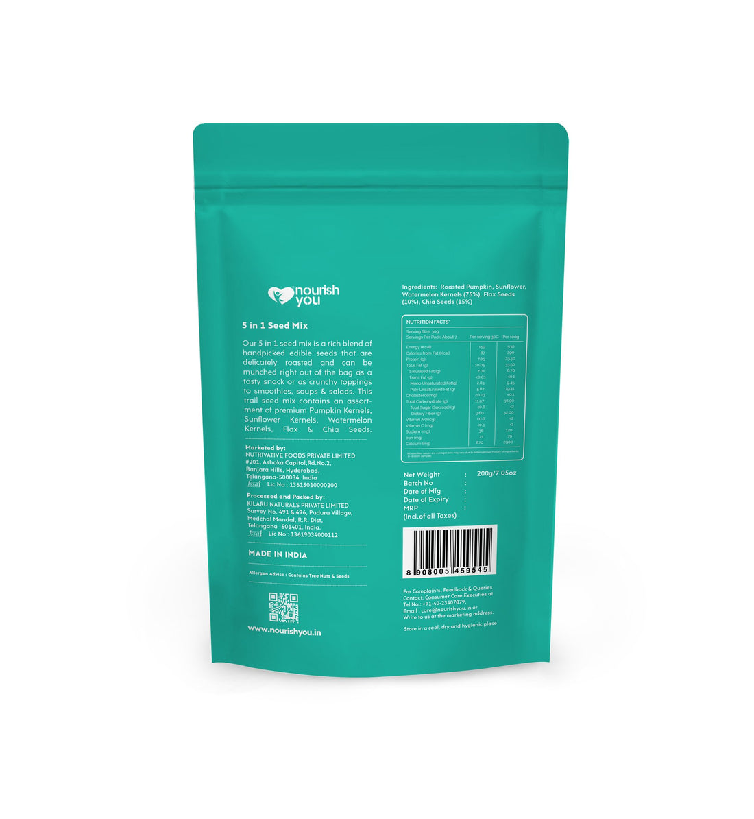 5-In-1 Seed Mix – Vegan, Gluten Free & Rich In Fibre - Nourish You – 200gm