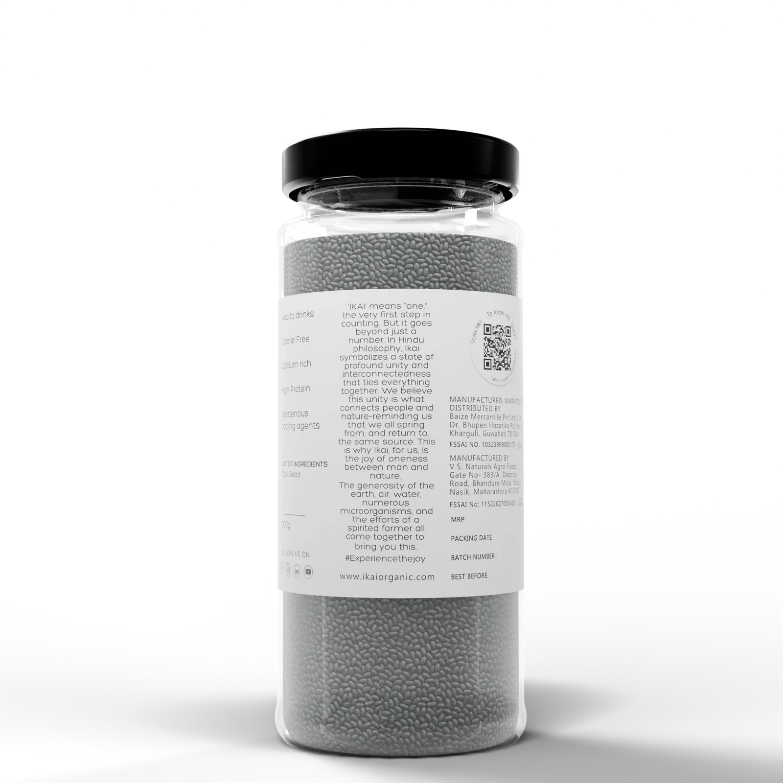 Seeds| Sweet Basil Seeds - Sabja - Customised for Vitality ( High Protein ) - Support Weight loss - No Preservatives- Ikai Organic – 100gm