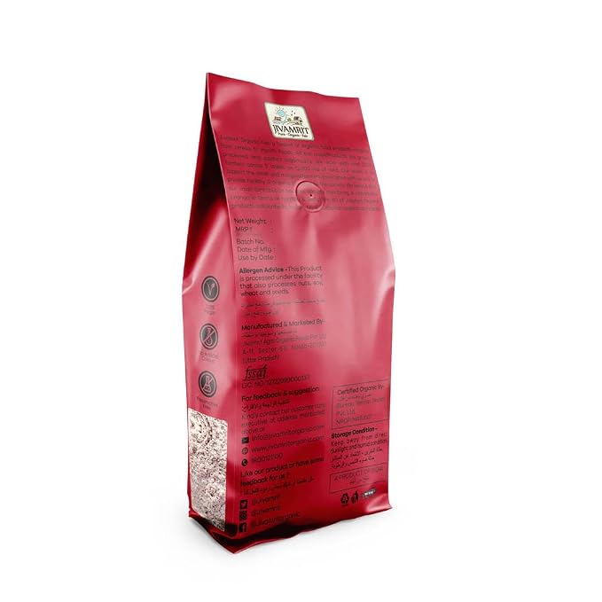 Flour | Organic Ragi Atta - Gluten Free - 100% Certified Organic -Pesticide-Free, Preservative-Free- Jivamrit - 500gm
