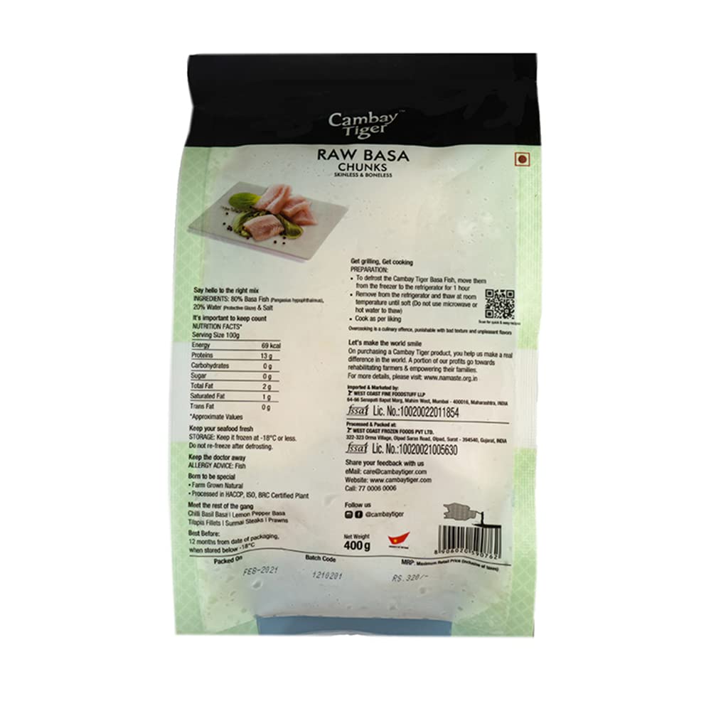 Basa Chunks - Antibiotics And Hormone Free - Cambay Tiger - 400gm