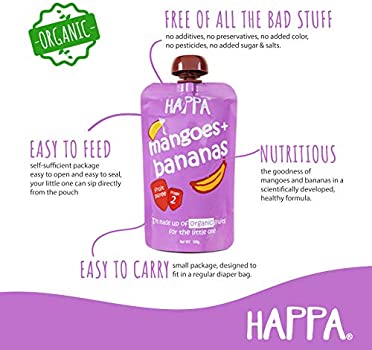 Puree | Mango & Banana Puree - Vegan, Gluten Free, No Added Sugar, No Salt, No Added Flavours, Colours & No Added Preservatives – Happa - 100gm