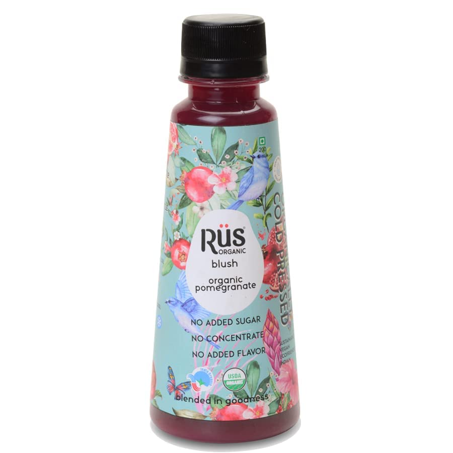 Juice | Blush – Pomegranate Juice – Cold Pressed - Organic - No Added Sugar, No Concenterate & No Added Flavour – Rus Organic – 200ml