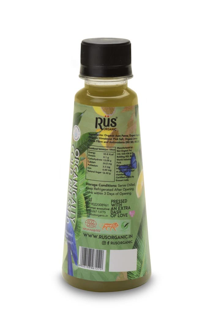 Aam Panna – Cold Pressed – USDA Organic - Vegan, Eco Friendly, No Added Sugar, No Concentrate Or No Flavour – Rus Organic – 200ml