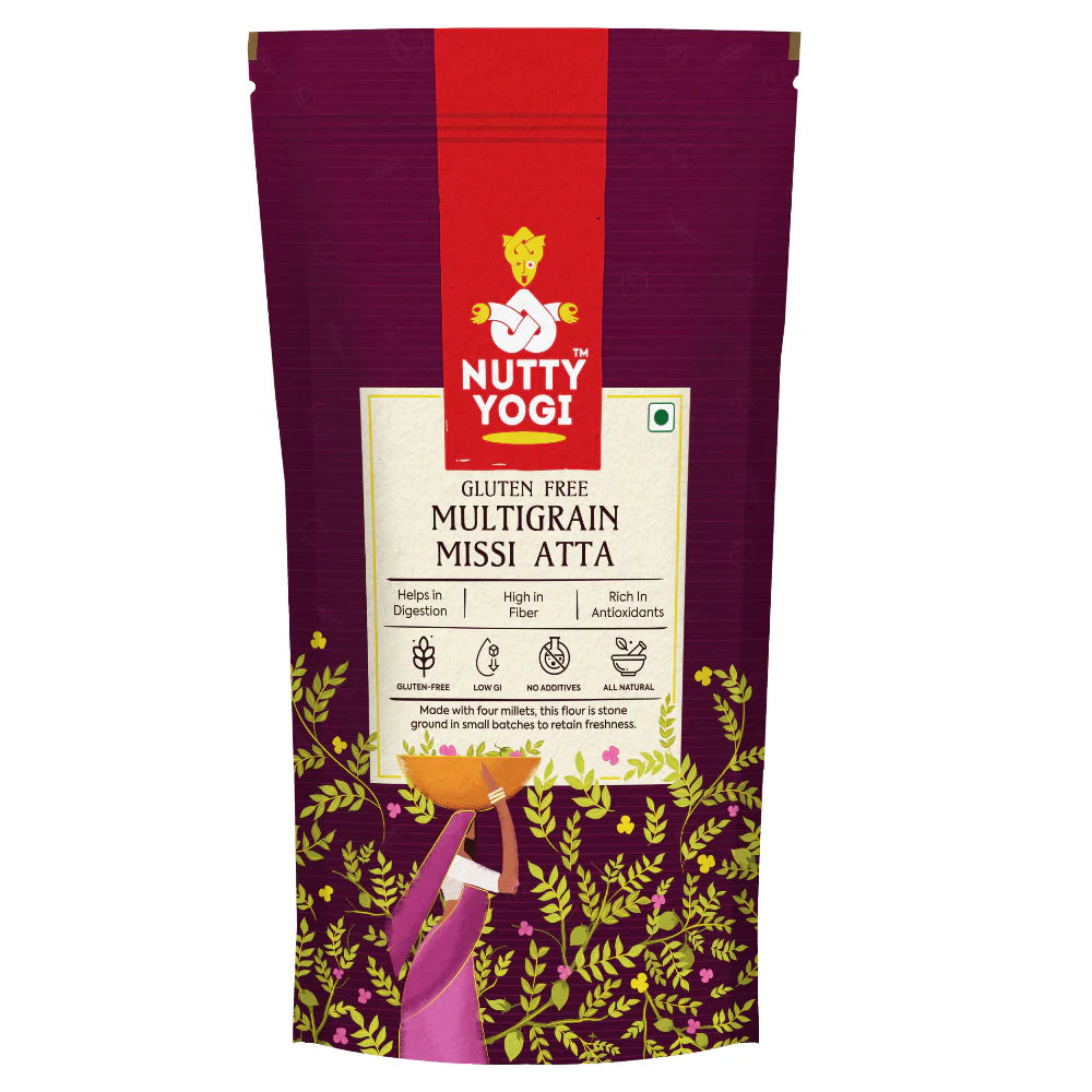 Flour | Multigrain Missi Atta – Gluten Free , High In Protein & Diabetic Friendly - Nutty Yogi – 500gm