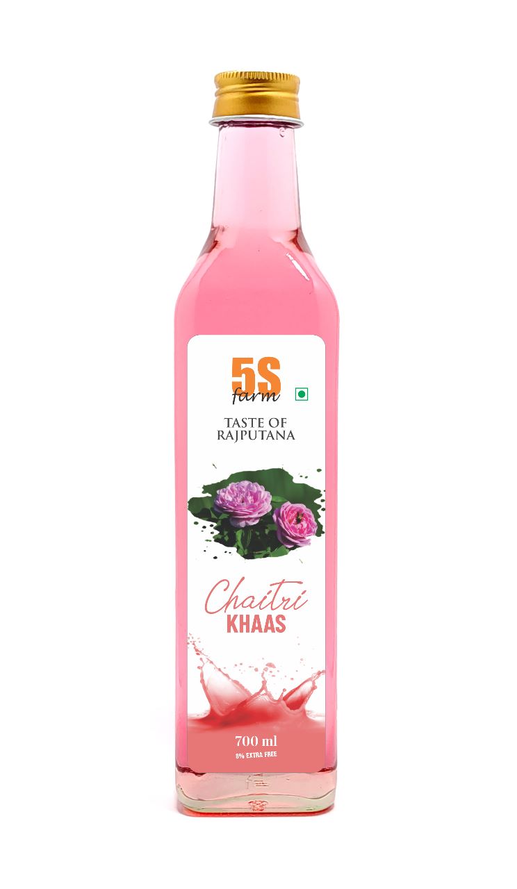 Sharbat | Chaitri Khaas - Taste Of Rajputana -Natural Ingredients - No Added Artificial Colors, Distillation & No Added Preservatives - 5S Farm - 700ml