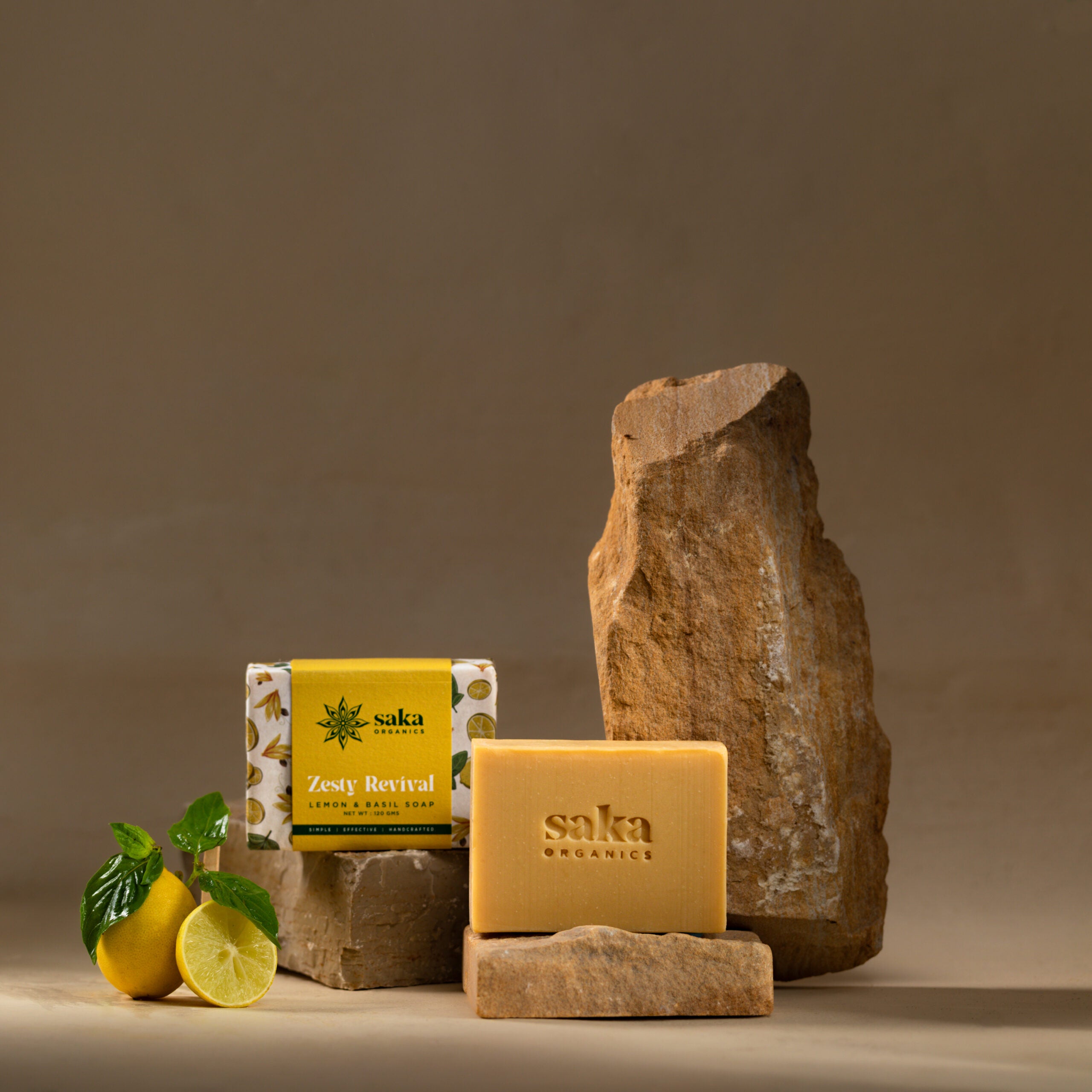 Soap | Zesty Revival (Lemon & Basil Soap) – Handcrafted – Saka Organics – 120gm