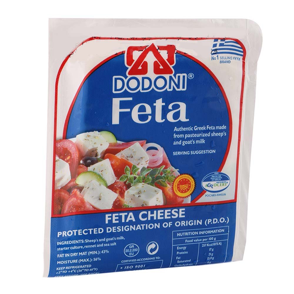 Feta Cheese (P.D.O) - Made From Pasteurised Sheep’s & Goat’s Milk - Greece - Dodoni - 200gm