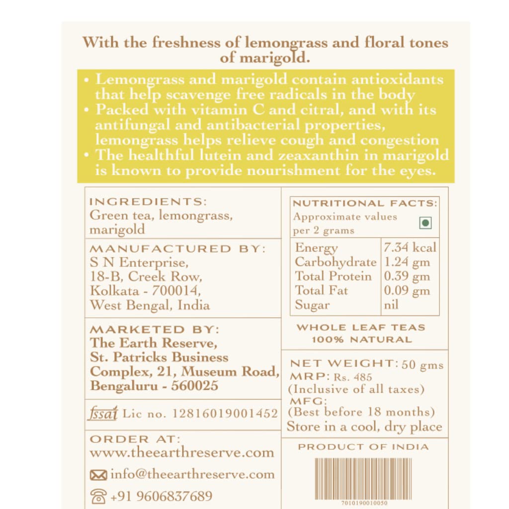 Tea | Lemon Grass & Marigold Tea – The Earth Reserve – 50gm